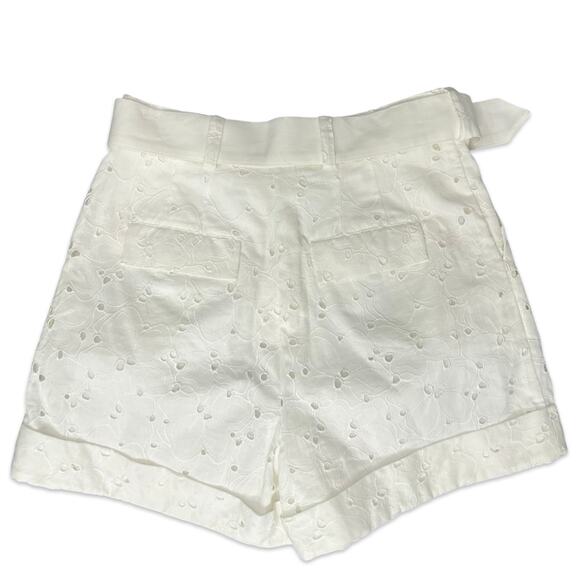 Ted Baker White Suzet Tailored Belted High Waist Eyelet Shorts Size 6 NEW no Tag - Picture 7 of 10